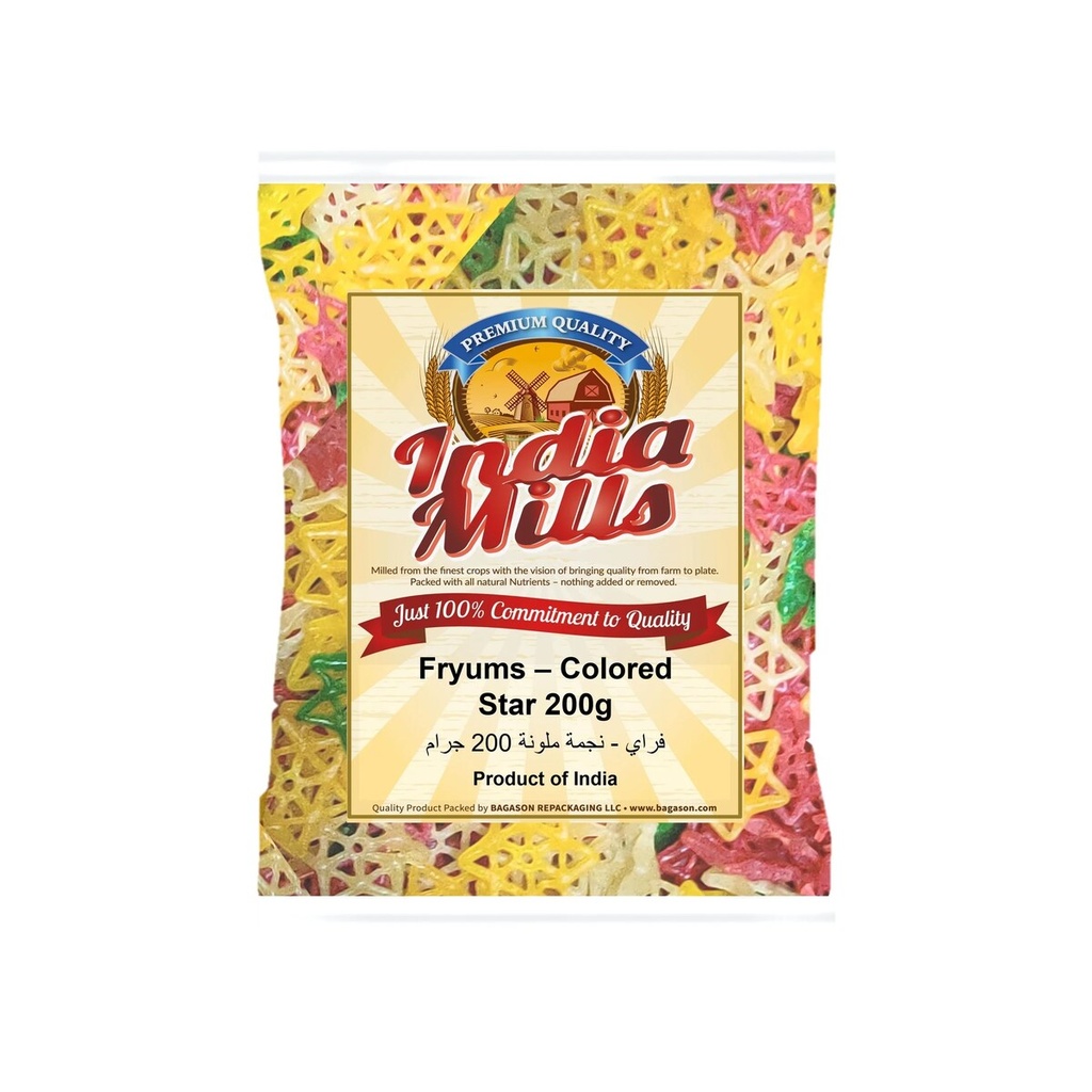 [IM-177] India Mills Fryums – Colored star 200g